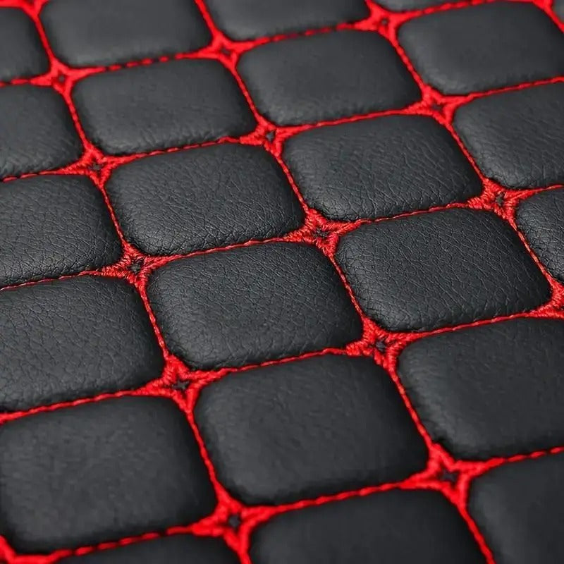 Flexi Serisi – 4 Parça Oto Koltuk Minderi Seti | Siyah & Kırmızı Dikişli | CarSeat Lüx