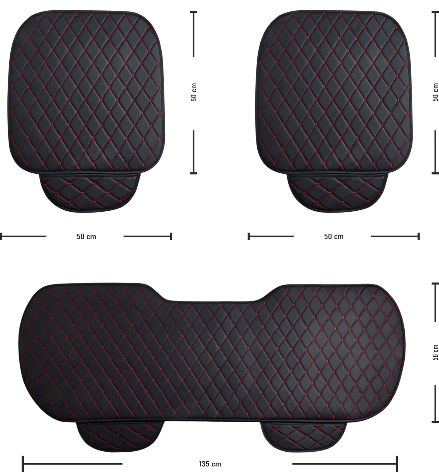 Prestige Serisi – 3 Parça Oto Koltuk Oturma Minderi Seti | Siyah & Mavi Dikişli | CarSeat Lüx