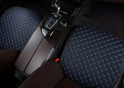 Prestige Serisi – 3 Parça Oto Koltuk Oturma Minderi Seti | Siyah & Mavi Dikişli | CarSeat Lüx