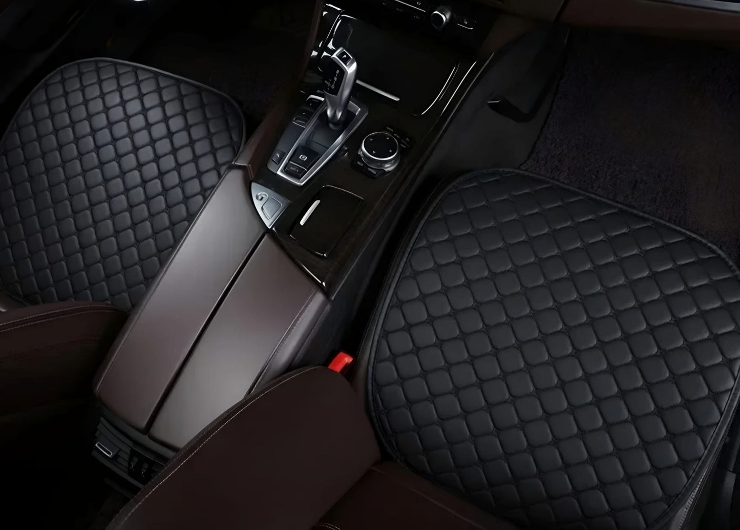 Prestige Serisi – 3 Parça Oto Koltuk Oturma Minderi Seti | Siyah & Siyah Dikişli | CarSeat Lüx