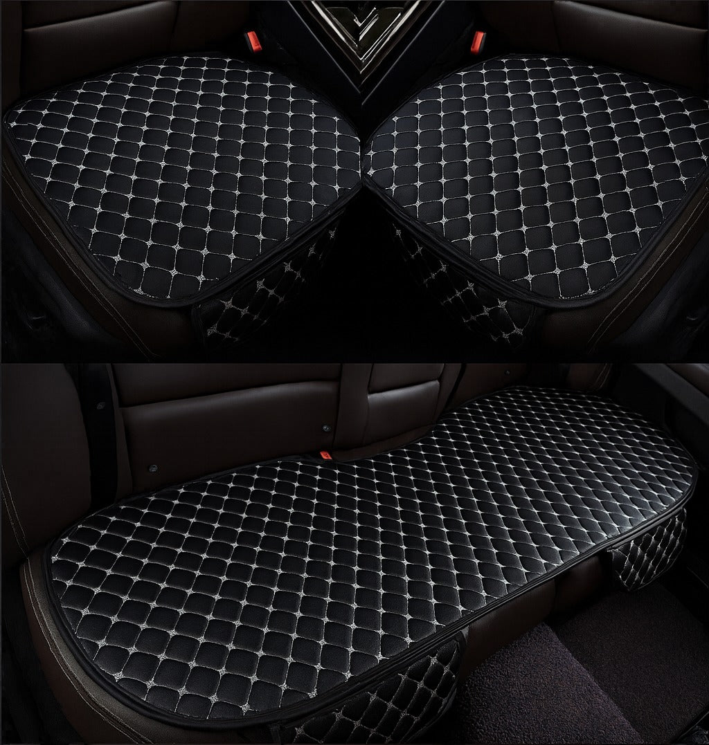 Prestige Serisi – 3 Parça Oto Koltuk Oturma Minderi Seti | Siyah & Beyaz Dikişli | CarSeat Lüx