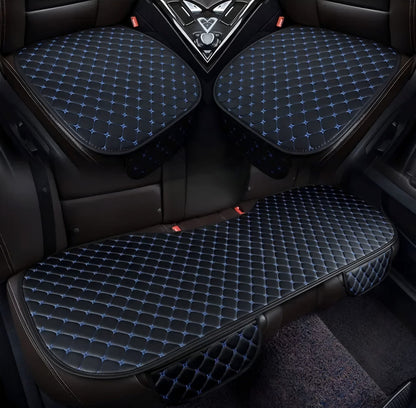 Prestige Serisi – 3 Parça Oto Koltuk Oturma Minderi Seti | Siyah & Mavi Dikişli | CarSeat Lüx