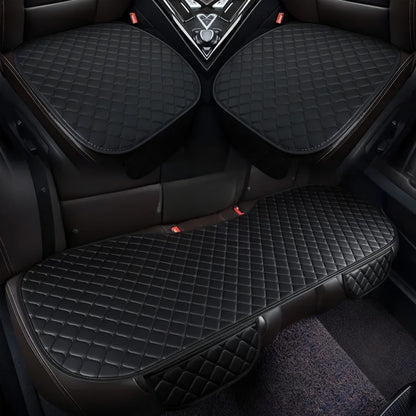 Prestige Serisi – 3 Parça Oto Koltuk Oturma Minderi Seti | Siyah & Siyah Dikişli | CarSeat Lüx