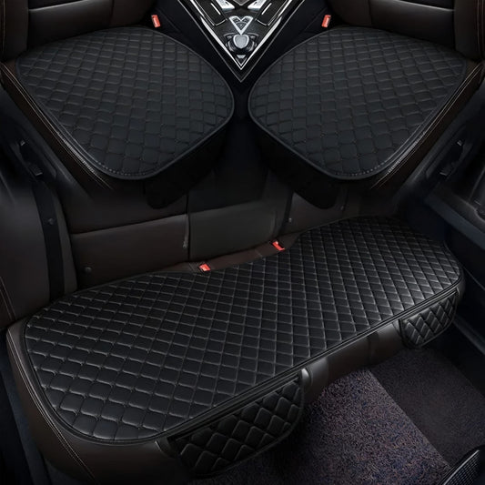 Prestige Serisi – 3 Parça Oto Koltuk Oturma Minderi Seti | Siyah & Siyah Dikişli | CarSeat Lüx