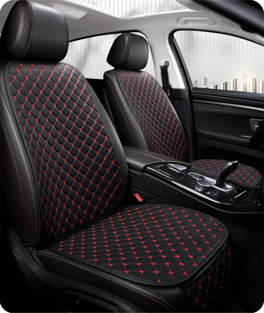 7 Parçalı Oto Koltuk Minderi Seti – Deluxe Konfor | Siyah & Kırmızı Dikişli | CarSeat Lüx
